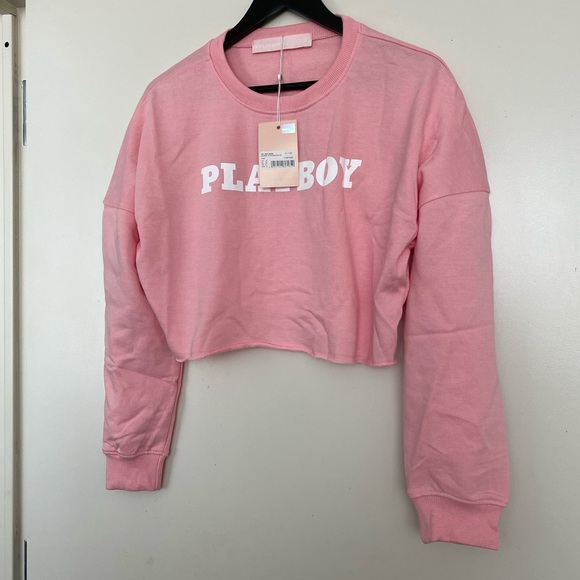 🔄 Playboy Pink Logo Print Crop Hoodie - Picture 6 of 6